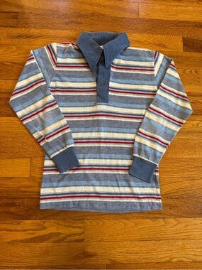 True Vintage 70s Striped Rugby Shirt, Abels Made in USA Kids Cute (Youth 12)